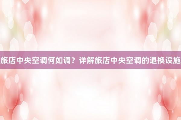 旅店中央空调何如调？详解旅店中央空调的退换设施