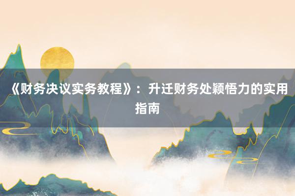 《财务决议实务教程》：升迁财务处颖悟力的实用指南